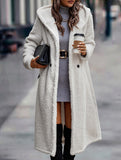 Stylish long solid color long-sleeved hooded jacket