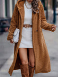 Stylish long solid color long-sleeved hooded jacket
