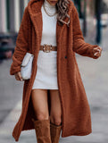 Stylish long solid color long-sleeved hooded jacket
