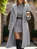 Stylish long solid color long-sleeved hooded jacket