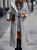 Stylish long solid color long-sleeved hooded jacket