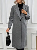 Single-button lapel long slim-fit coat