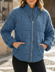 Loose-fitting long-sleeved stand-up collar jacket