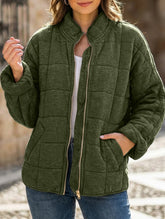 Loose-fitting long-sleeved stand-up collar jacket