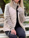 Patchwork Zipper Long-Sleeved Cardigan