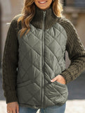 Patchwork Zipper Long-Sleeved Cardigan