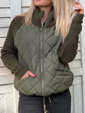 Patchwork Zipper Long-Sleeved Cardigan