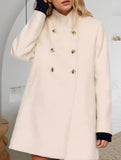 Solid color slim fit mid-length stand collar coat