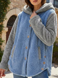 Irregular button color-blocked coat