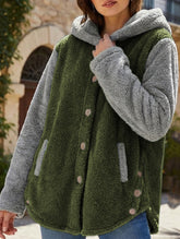 Irregular button color-blocked coat