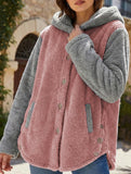 Irregular button color-blocked coat