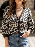 V-neck button-down cardigan