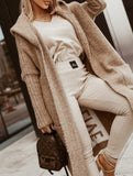Collared hooded loose knit cardigan
