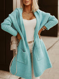 Collared hooded loose knit cardigan