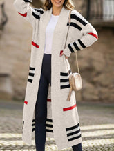 Casual long striped knit sweater