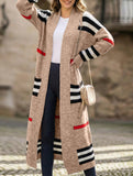 Casual long striped knit sweater
