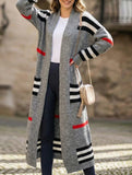 Casual long striped knit sweater