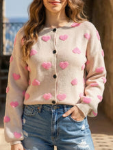 Stylish round neck single-breasted knit cardigan