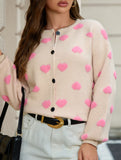 Stylish round neck single-breasted knit cardigan