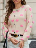 Stylish round neck single-breasted knit cardigan