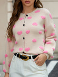 Stylish round neck single-breasted knit cardigan
