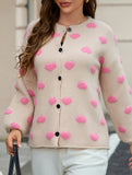 Stylish round neck single-breasted knit cardigan