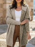 Versatile hooded color-blocked loose-fitting cardigan