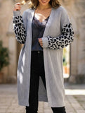 Long-sleeved leopard print cardigan without buttons