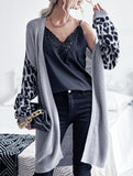 Long-sleeved leopard print cardigan without buttons