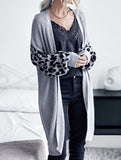 Long-sleeved leopard print cardigan without buttons