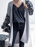 Long-sleeved leopard print cardigan without buttons