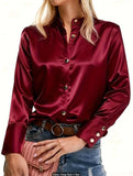 Casual stand-up collar top/shirt_CWOCAL01496