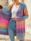 Striped gradient rainbow knit cardigan