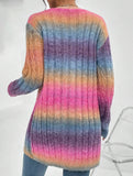 Striped gradient rainbow knit cardigan