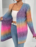 Striped gradient rainbow knit cardigan
