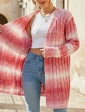 Striped gradient rainbow knit cardigan