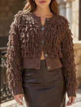 Button ring tassel sweater