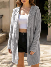 Casual mid-length loose knit hoodie