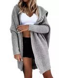 Casual mid-length loose knit hoodie