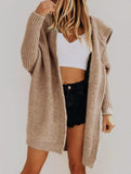 Casual mid-length loose knit hoodie