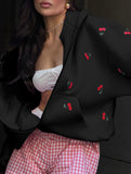 Stylish Cherry Print Hoodie