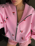 Stylish Cherry Print Hoodie