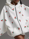 Stylish Cherry Print Hoodie