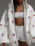 Stylish Cherry Print Hoodie
