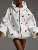 Stylish Cherry Print Hoodie