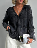 Vintage distressed washed and ripped knit cardigan
