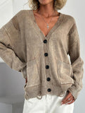 Vintage distressed washed and ripped knit cardigan