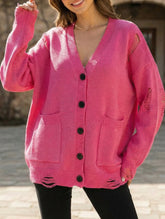 Vintage distressed washed and ripped knit cardigan