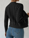 Gentle cable knit openwork cardigan