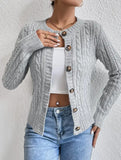 Gentle cable knit openwork cardigan